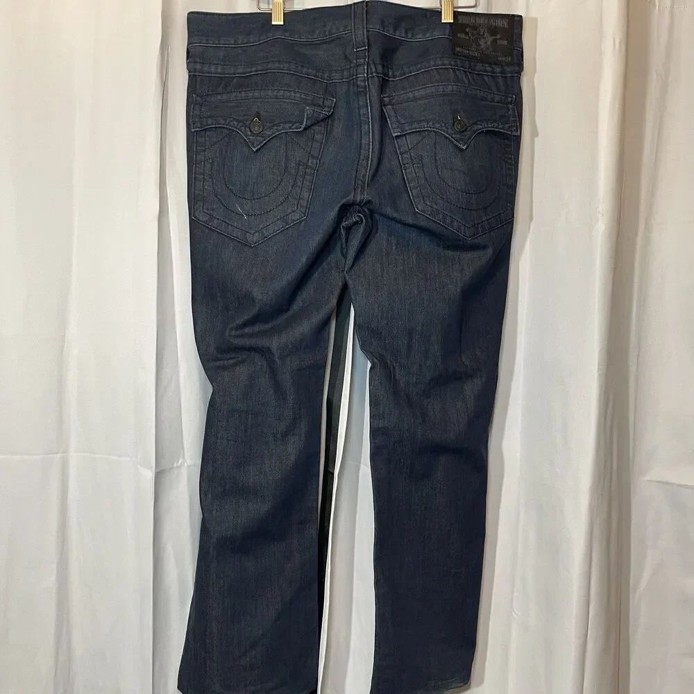 True Religion Jeans Men 38 Ricky Flap Pocket Dark Wash‎ Cotton (30x29.5)